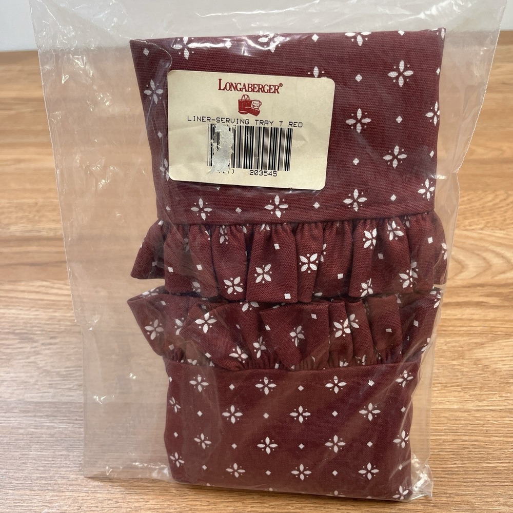 Longaberger Fabric Liner for Serving Tray Basket in Traditional Red‎ 203545 NEW